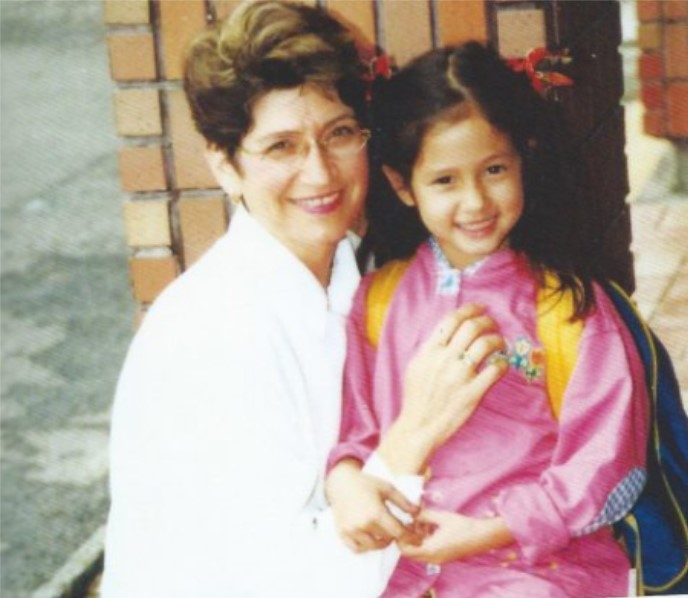 Joanna Nichols with her daughter Alana first day of school